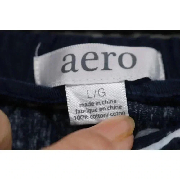 Women's Aeropostle Lounge/Pajama Pants-Size Large-Cropped-Blue & White - Picture 6 of 8